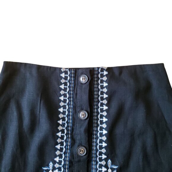 francesca's Beautiful BOHO Embroidered Linen Blend Skirt Size Med NWT - Picture 5 of 15